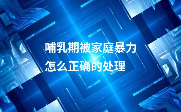 哺乳期被家庭暴力怎么正确的处理