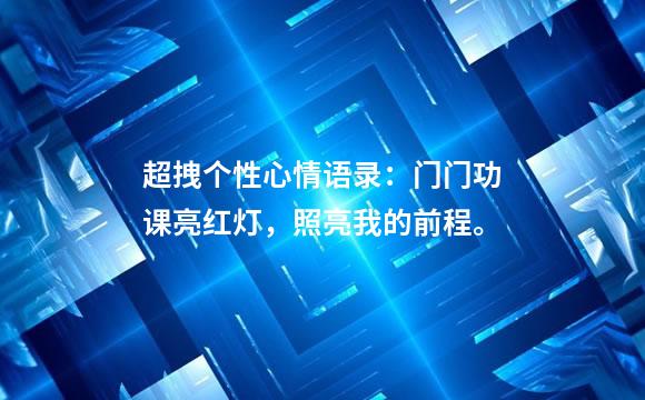 超拽个性心情语录：门门功课亮红灯，照亮我的前程。