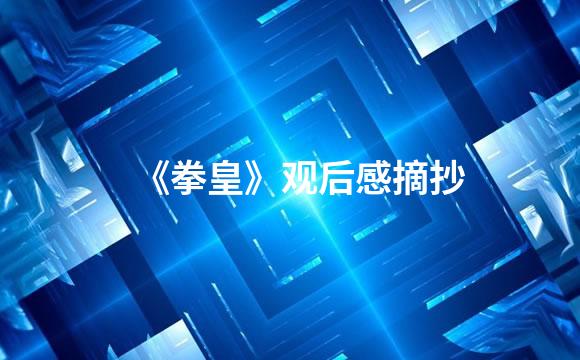 《拳皇》观后感摘抄