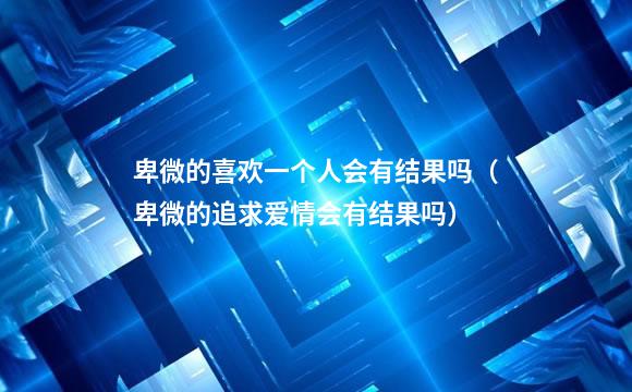 卑微的喜欢一个人会有结果吗（卑微的追求爱情会有结果吗）