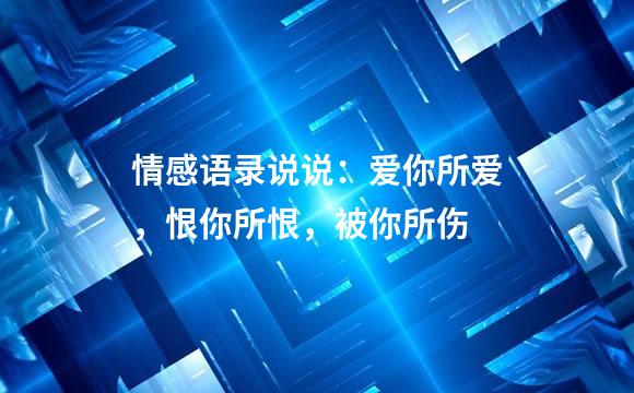 情感语录说说：爱你所爱，恨你所恨，被你所伤