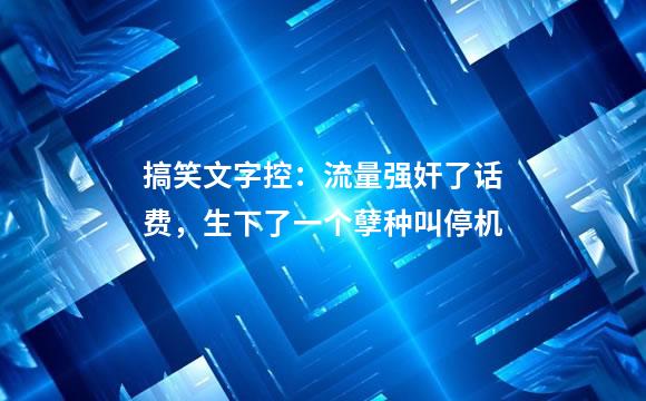搞笑文字控：流量强奸了话费，生下了一个孽种叫停机