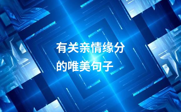 有关亲情缘分的唯美句子