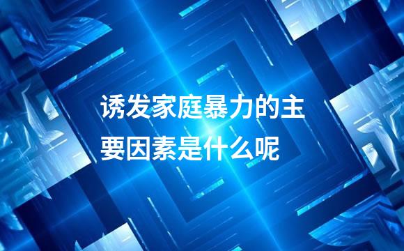 诱发家庭暴力的主要因素是什么呢